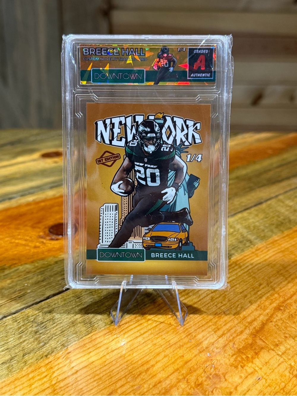 Breece Hall New York Jets ‘Downtown’ Custom Football Slab SSP 1/4